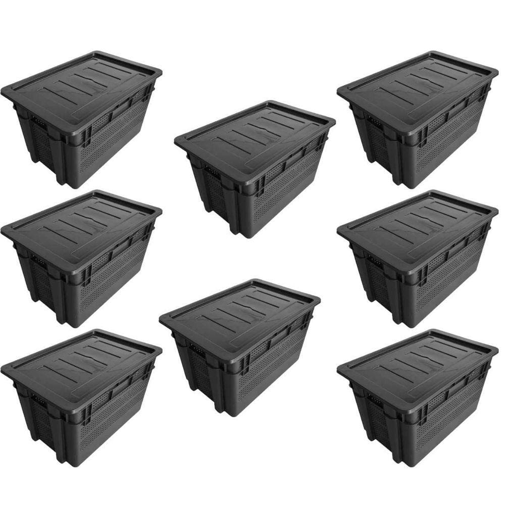 Kit 8 Organizador Multiuso Telada Reforçada 60L Com Tampa