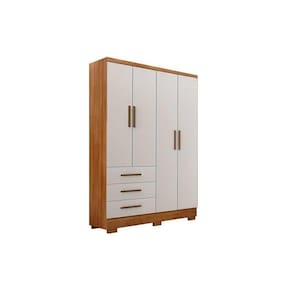 Guarda Roupa Solteiro 4 Portas E 3 Gavetas C/Pés Encant Freijó/Fendi - Novo Horizonte