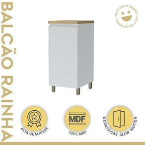 Balcão 1 Porta Nesher Rainha 40cm 100% Mdf Branco/Marrom