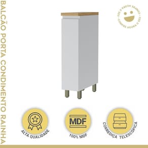 Balcão 1 Porta Nesher Rainha 20cm 100% Mdf Branco/Marrom