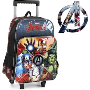 Mochila Infantil Vingadores Herois Rodinhas E Alça Marvel