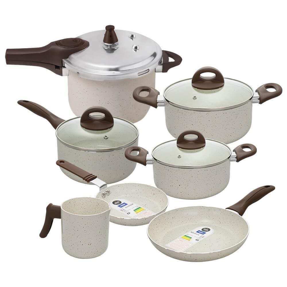 Jogo Panelas Panela Pressão 6,8L Antiaderente Ceramic Life