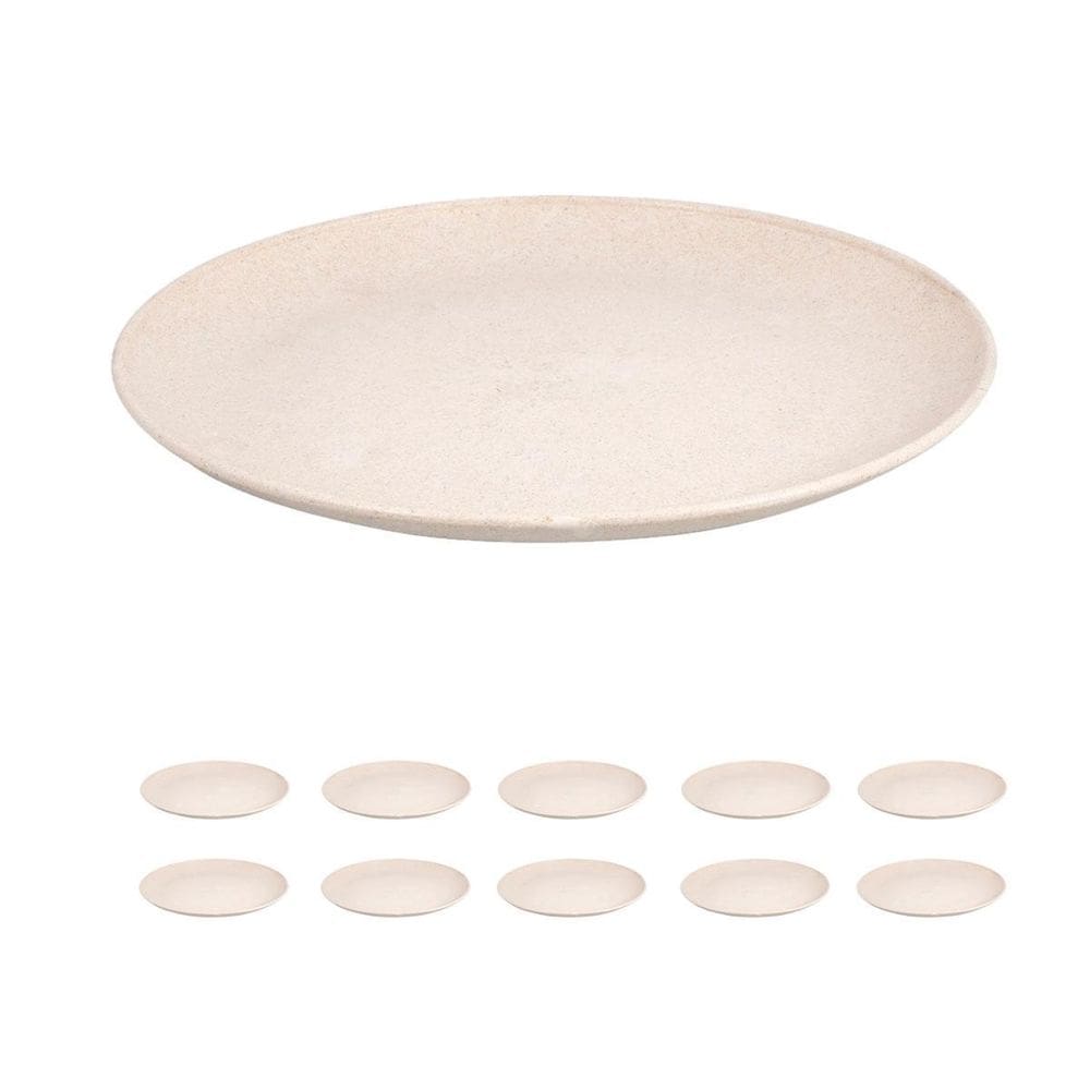 10 Un Prato Lanche Sobremesa Redondo Durável 20Cm Bege