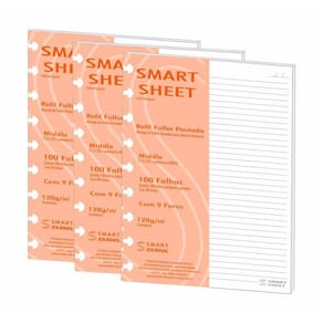 Kit 3 Refil Caderno Inteligente 120G 100 Folha Pautado Medio