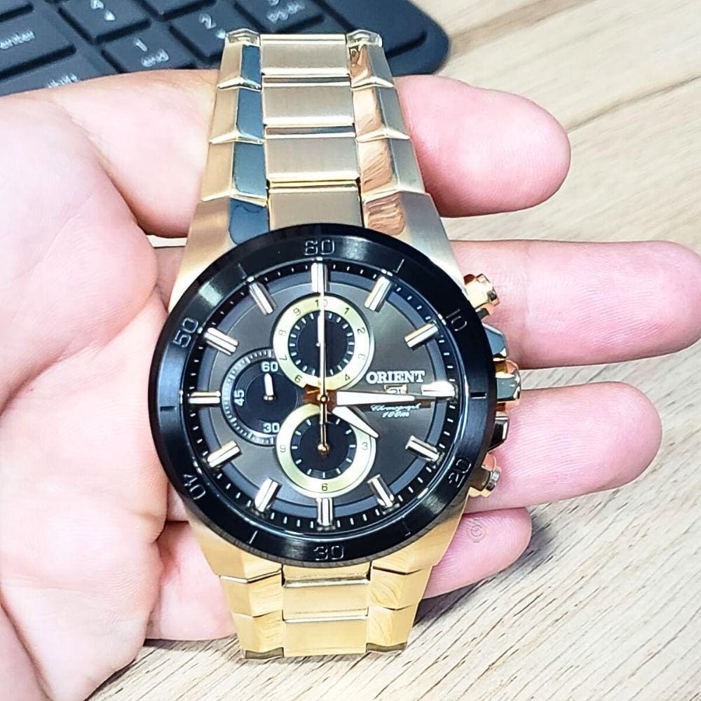 Relógio Orient Masculino Dourado Cronógrafo MGSSC004 | Casas Bahia