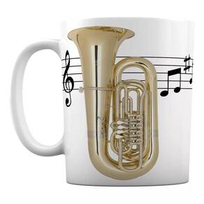 Caneca Branca Música Notas Musicais Instrumento Tuba Tubista