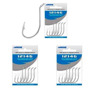 Kit Anzol Pesca Marine Sports 12146 Octopus Nickel Nº 5/0 5 Cartelas 50 Unidades