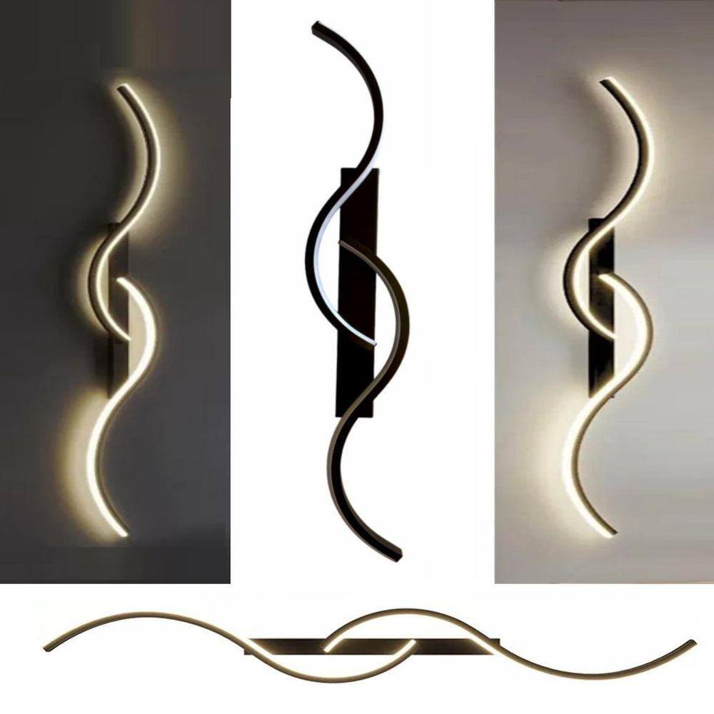 Arandela Luminária Parede 74Cm Minimalista Ondas Led 3000K