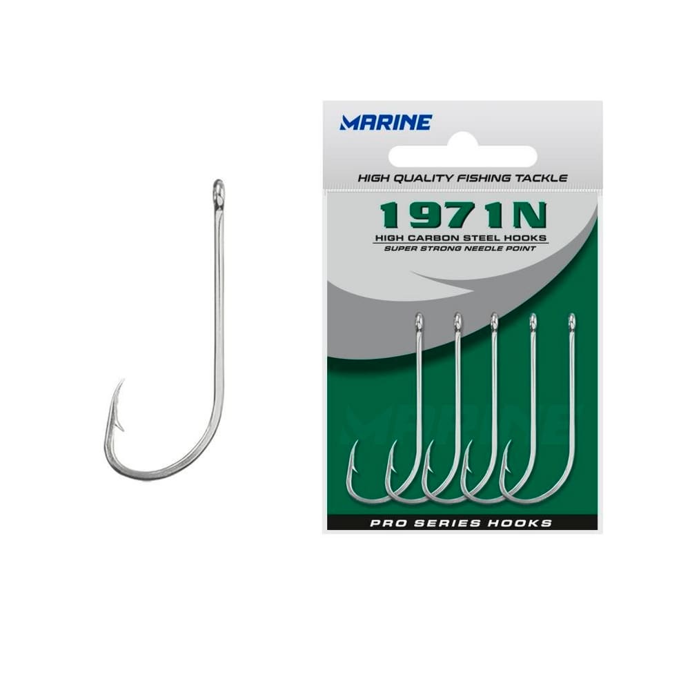 Anzol Pesca Marine Sports 1971N Acabamento em Nickel Cartela Nº4 Com 50 Peças