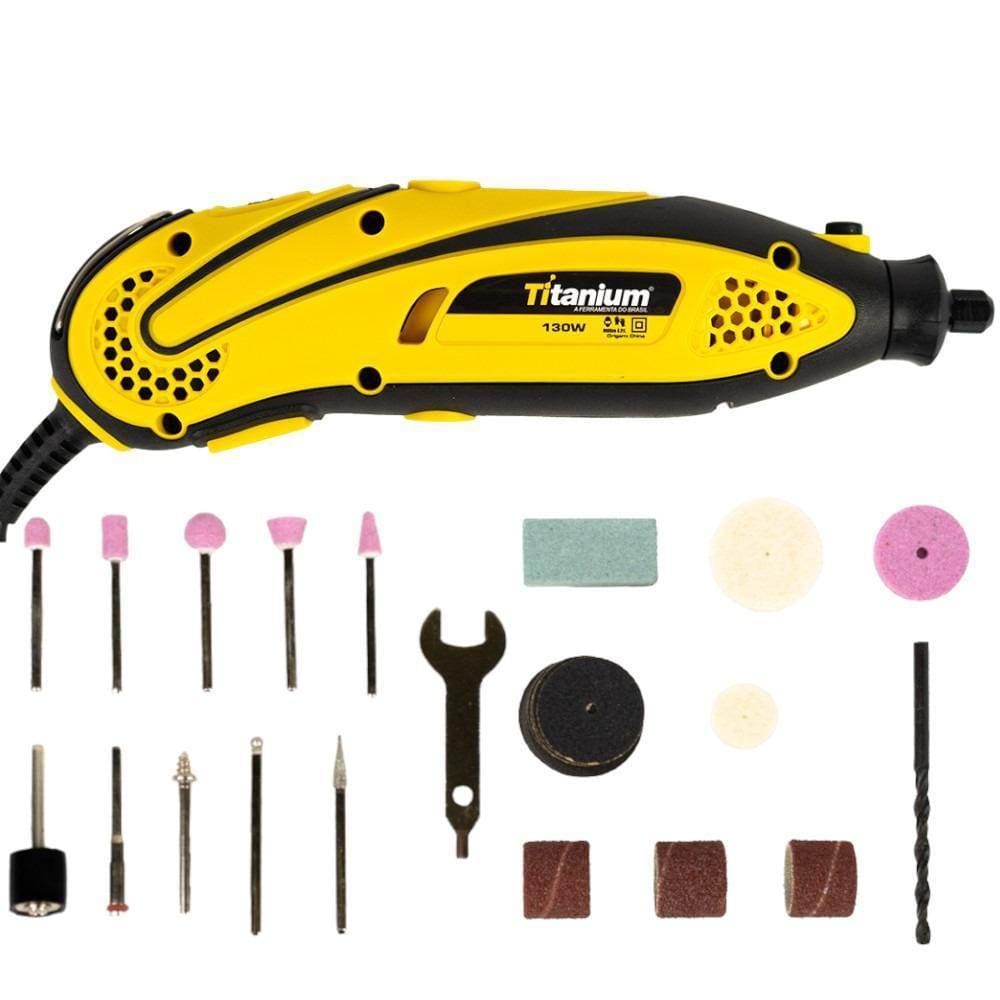 Kit Micro Retífica 130 Watts Com 40 Acessórios - Titanium