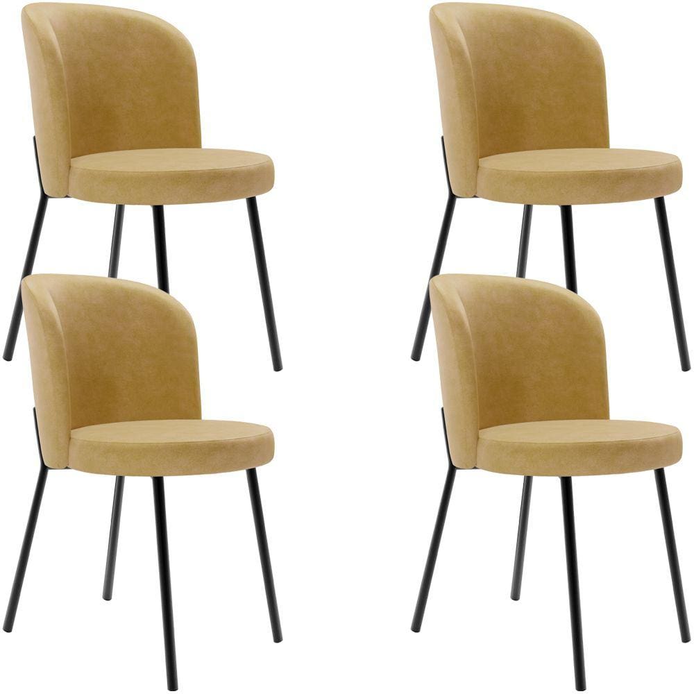 Kit 4 Cadeiras Sala De Jantar Estofada Gavi L02 Couríssimo Fend - Lyam Decor