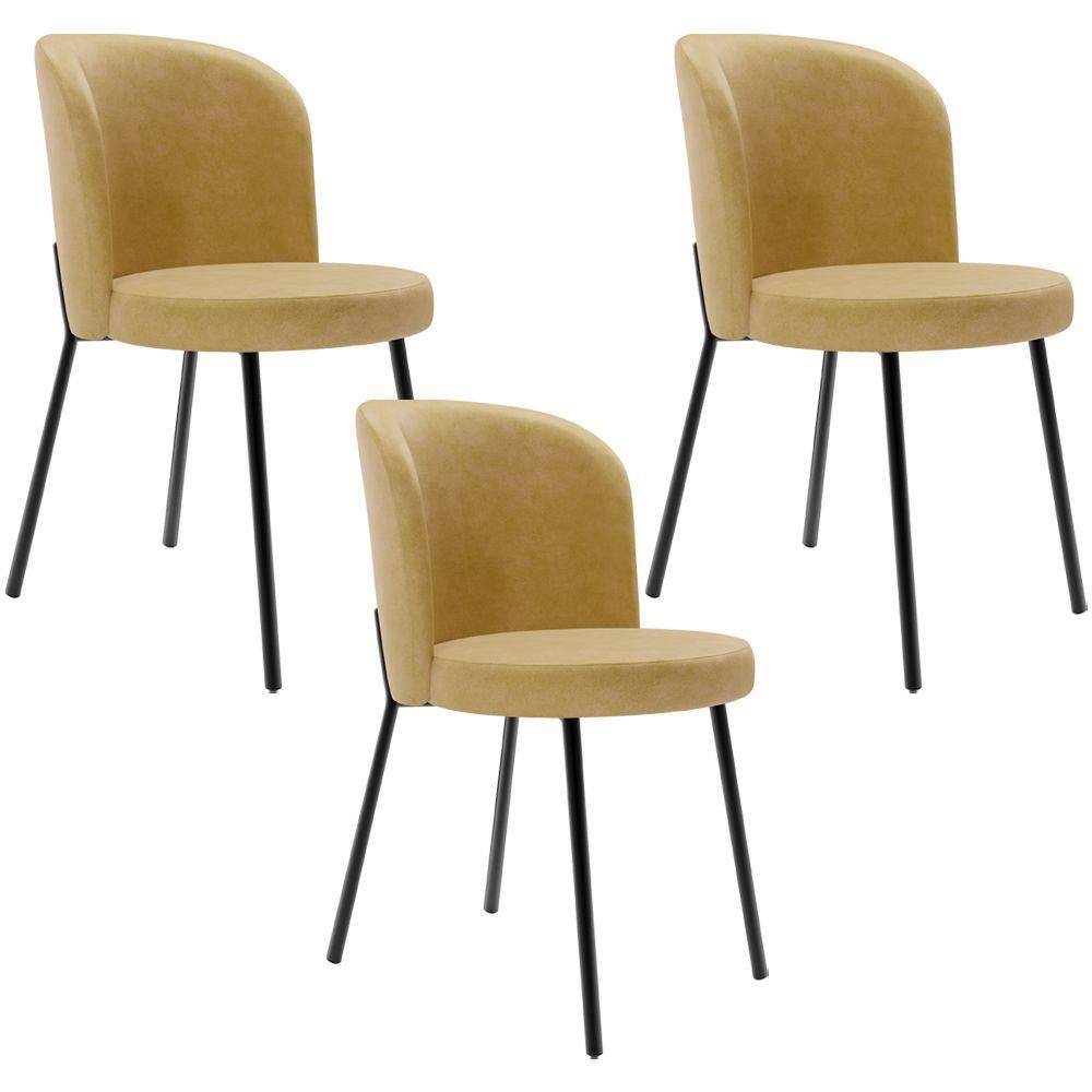 Kit 3 Cadeiras Sala De Jantar Estofada Gavi L02 Couríssimo Fend - Lyam Decor