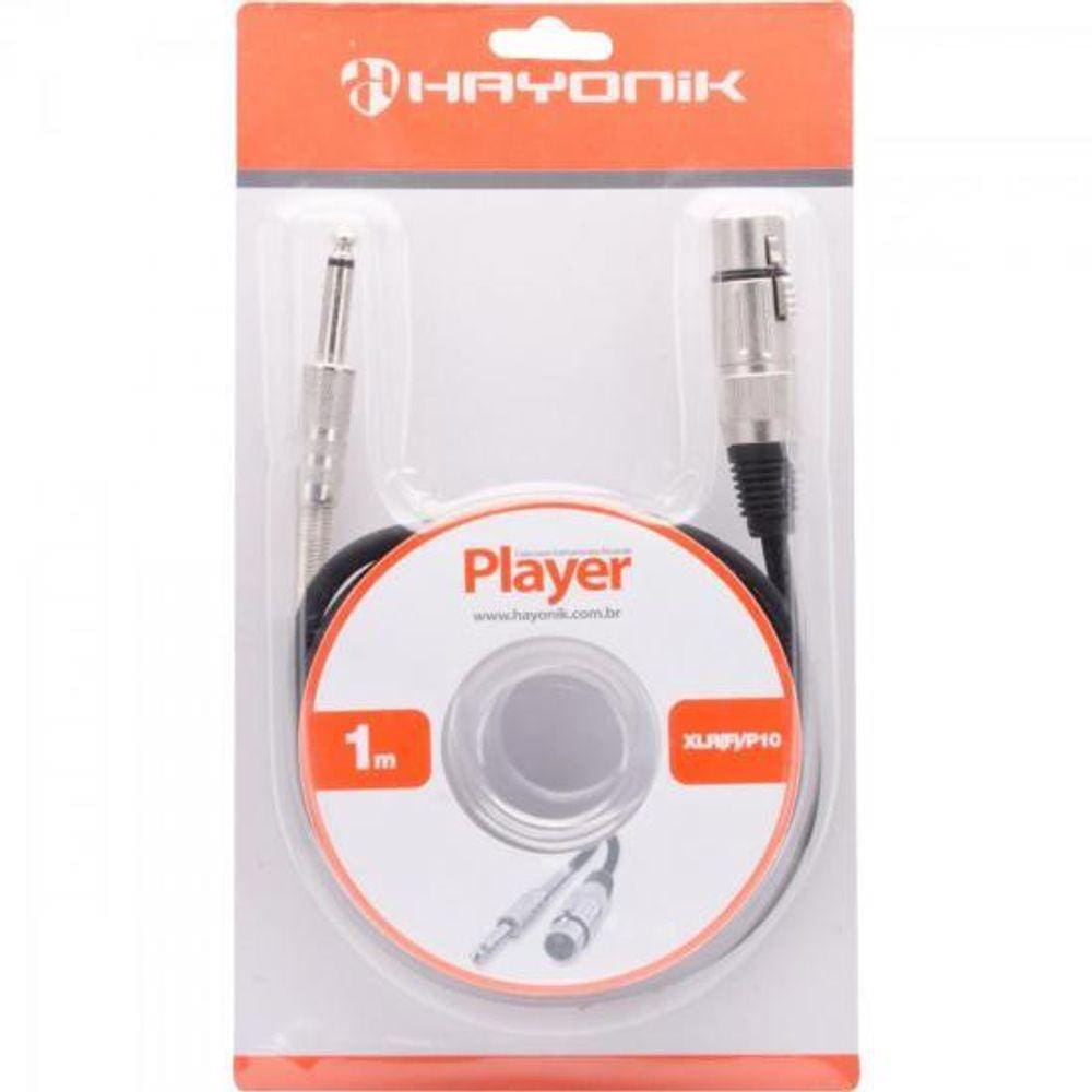 Cabo para Microfone Hayonik Player XLR(F) X P10 1m Preto [F003]