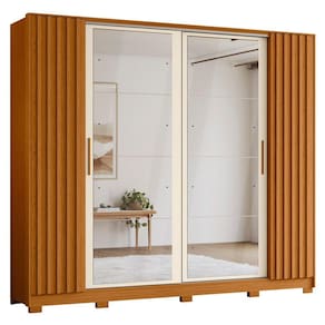 Guarda Roupa Casal 4 Portas 8 Espelhos Jacarandá Flex Cinamomo/Off White - Albatroz