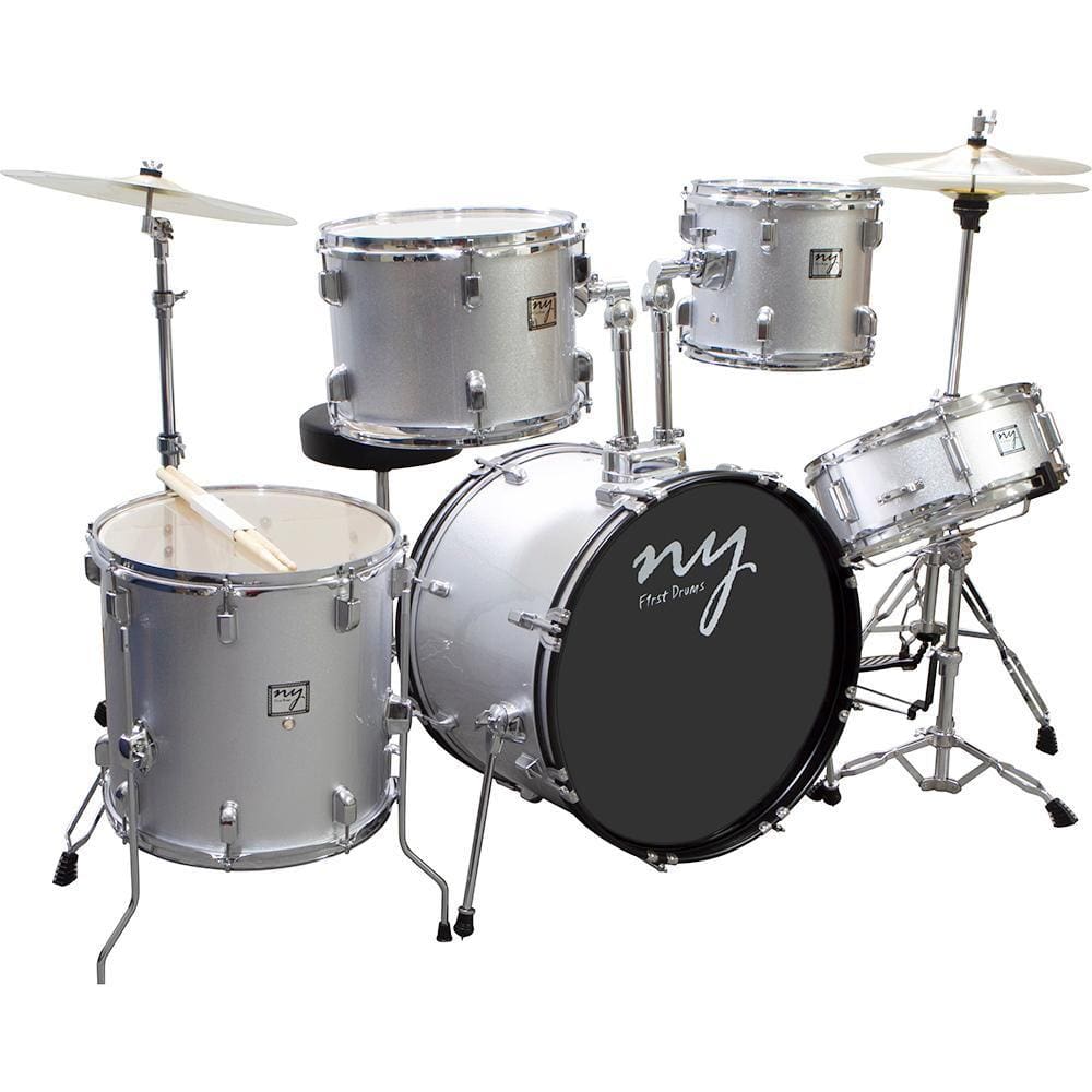 Bateria Acústica 2t Cromada Prata Com Banco Ny-f1rst [F097]