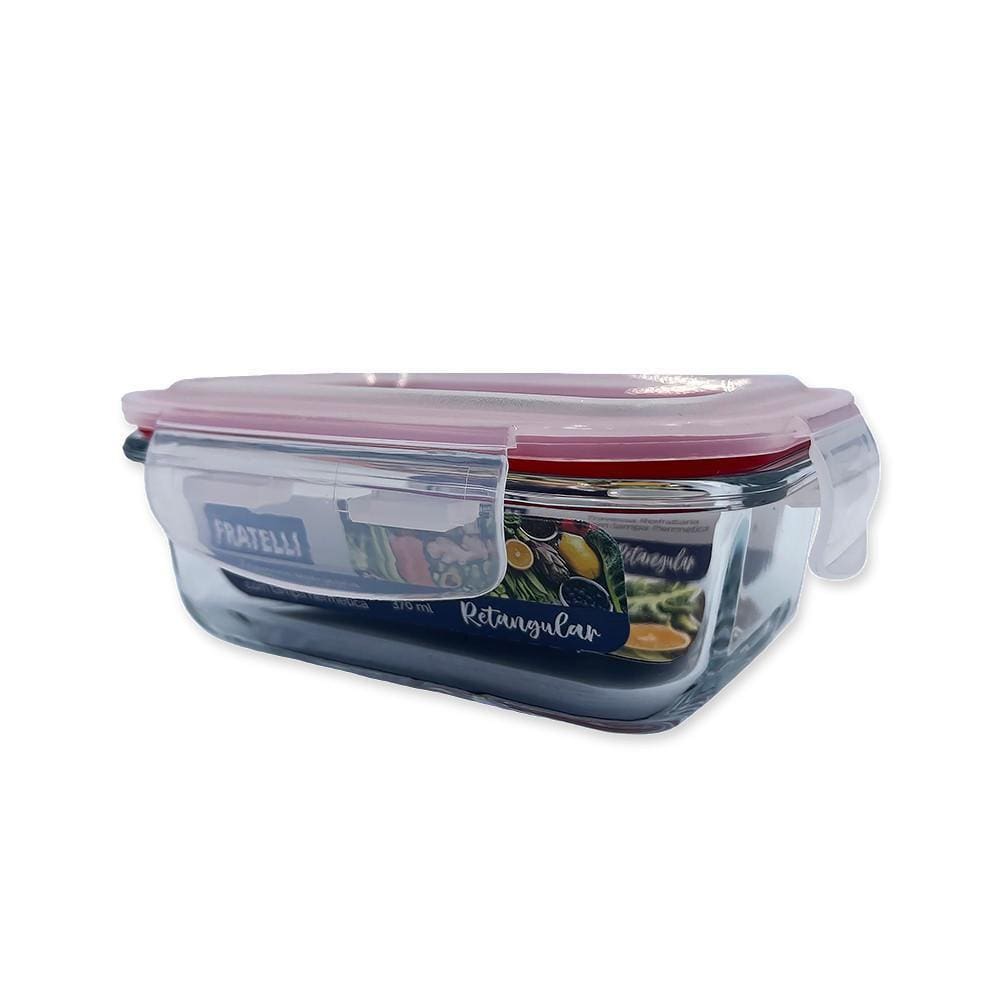 Pote De Vidro Hermético Marmita Tampa Plástico 370Ml C Trava