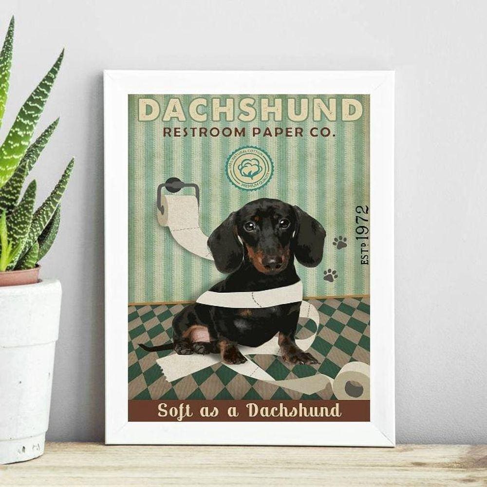 Quadro Decorativo Banheiro Dachshund 45X34Cm
