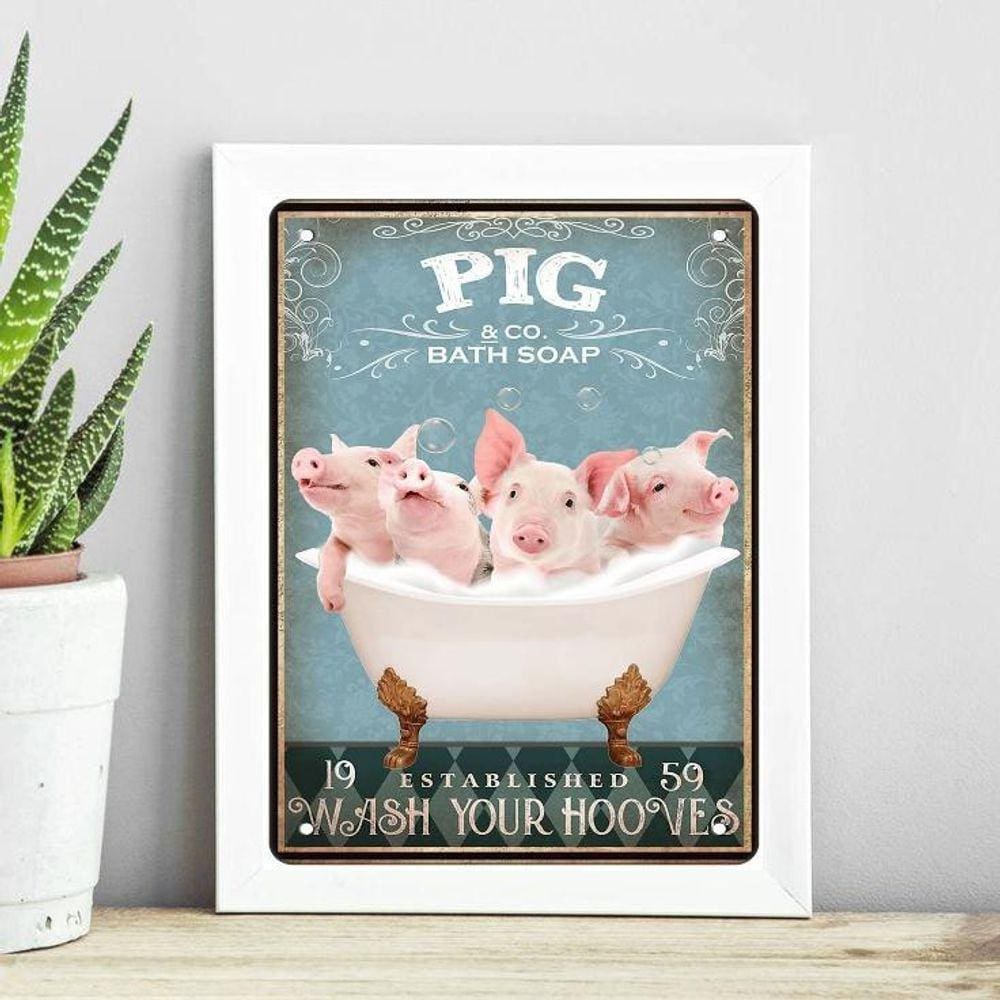 Quadro Decorativo Banheiro Porquinhos 24X18Cm