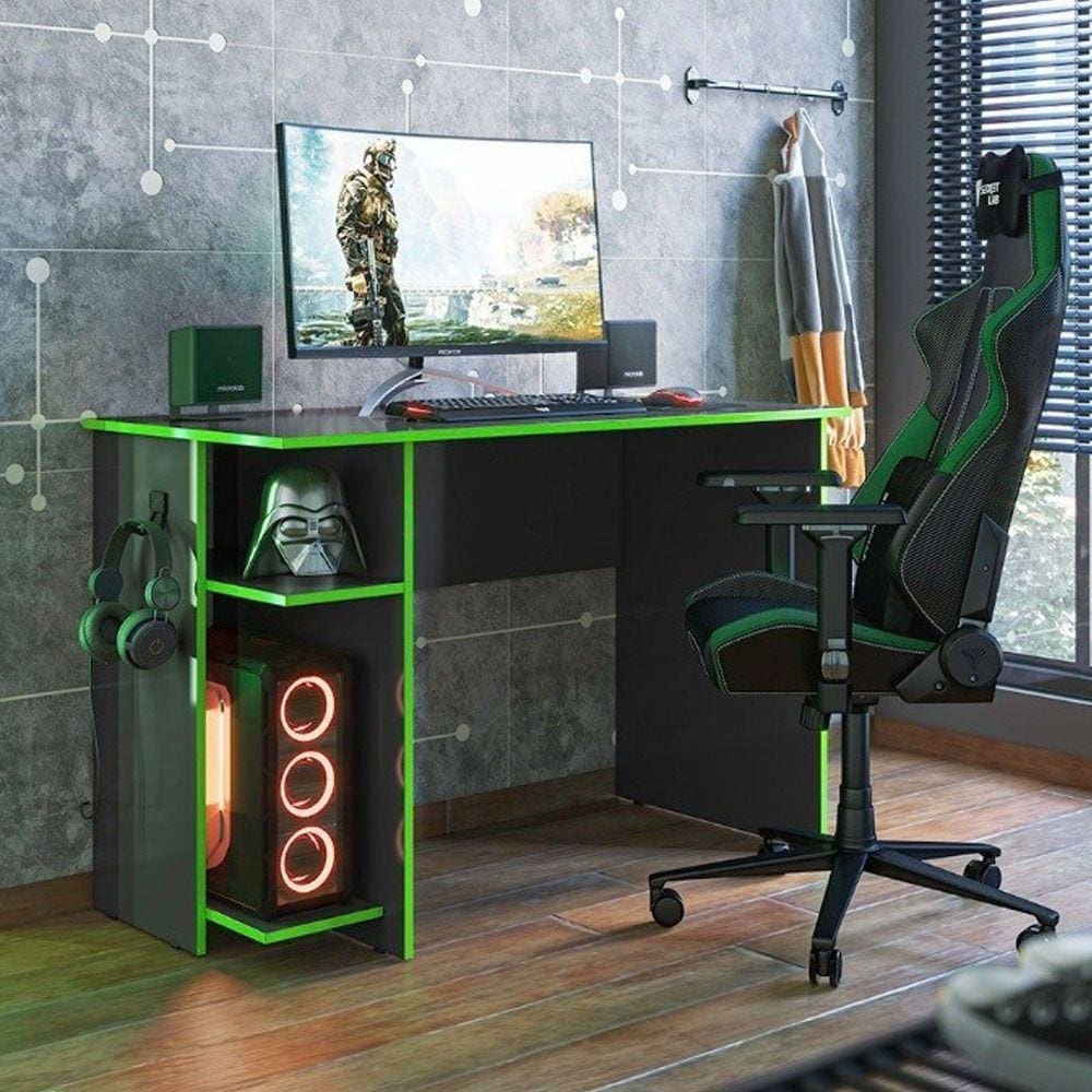 Mesa Computador Gamer 3875 Com Suporte Fone de Ouvido - QMOVI