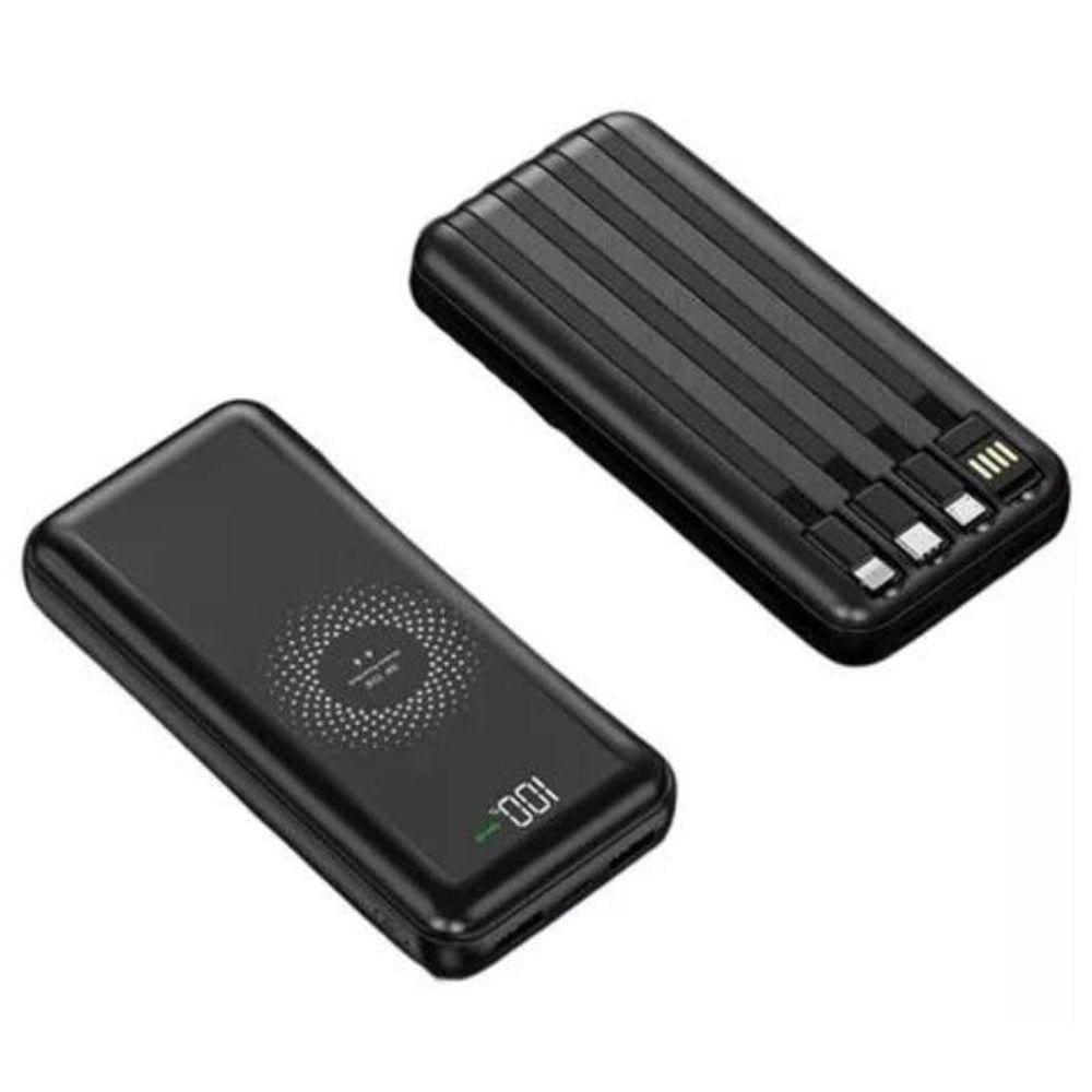 Novo Carregador Portátil Por Indução Sem Fio 10000Mah Cabos