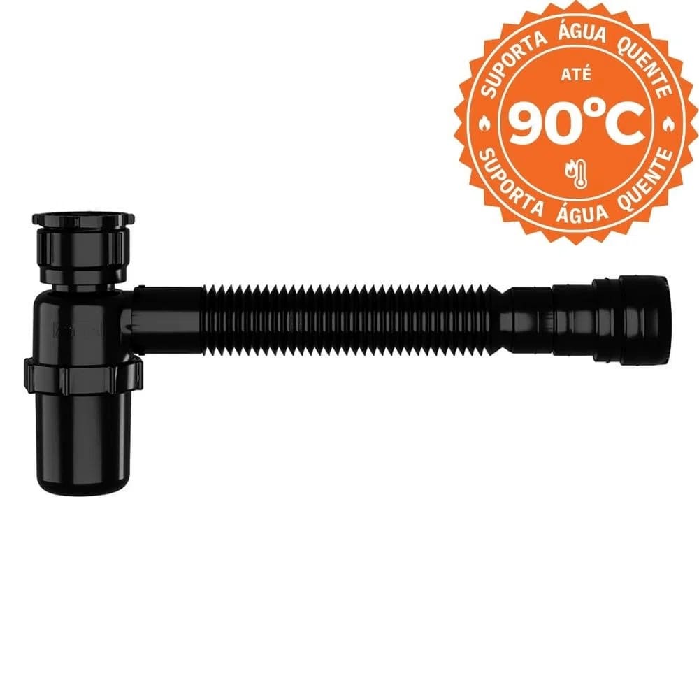 Sifão Sanfonado Universal Preto com Copo Astra SSUC3