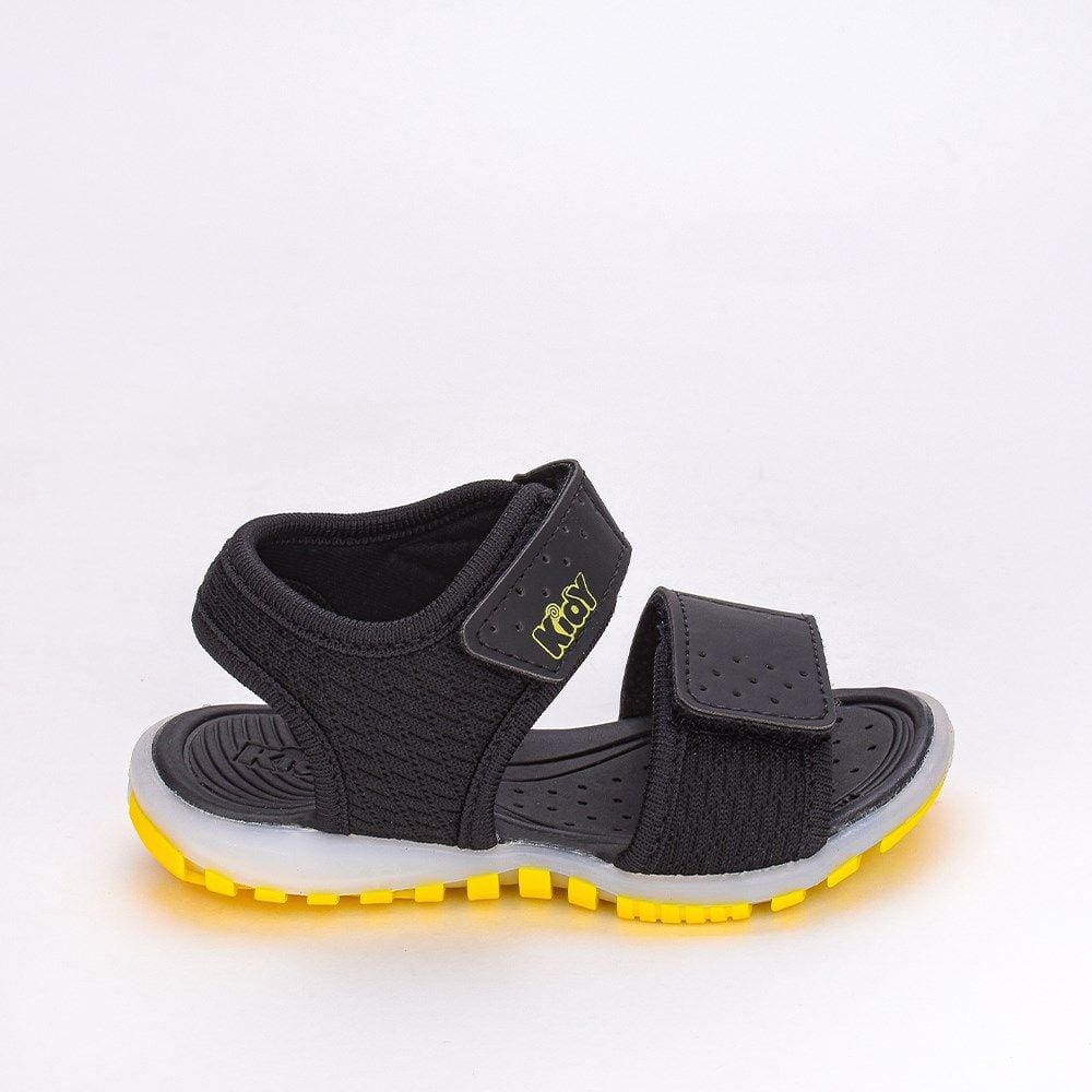 Sandália Papete Masculina Led Kidy Preto e Amarelo