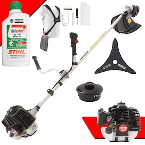 Roçadeira Alta Performance Com ÓLEO STIHL KW52-LE Série E Kawashima 52cc 2,5HP Faca 3 Pontas e Carretel Ideal na Manutenção de Jardins e Gramados