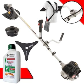 Roçadeira À Gasolina Kawashima KW43-LE 2T 43cc 1,7HP Modelo Completo C/ Lâmina, Carretel e Cinto de Sustentação Duplo + ÓLEO CASTROL STIHL 2T