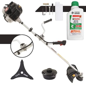 Máquina de Cortar Grama À Gasolina Kawashima KW43-LE KW43LE 2T 43cc 1,7HP Roçadeira Com Lâmina 3 Pontas e Cabeçote Nylon + ÓLEO STIHL 2T