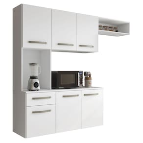 Cozinha Suspensa 165cm Balcão Armário Aéreo Multiuso - Branco