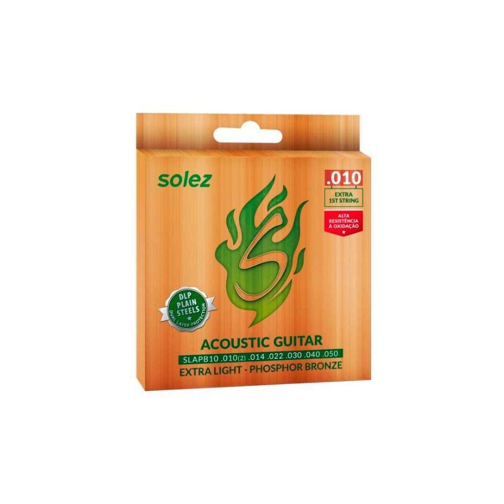 Jogo De Cordas P/violão Solez P.bronze 0.010&quot;/0.050&quot; Slapb10 [F108]