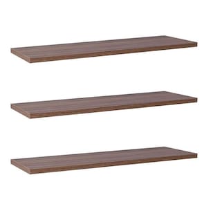 Kit Com 3 Prateleiras 80 X 10cm Suporte Invisivel Cor Nogal Malaga (madeira Escura)