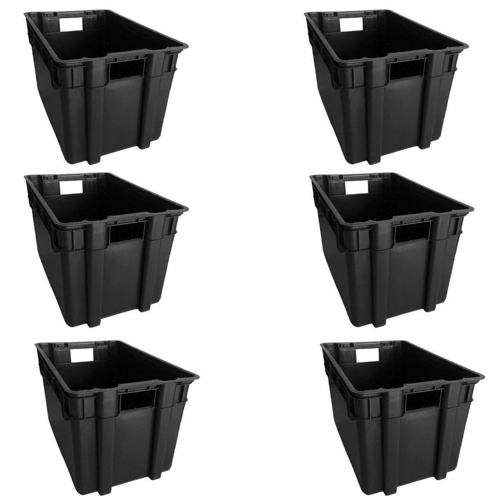 Kit 6 Organizador Multiuso Caixa 60 Lts Preta S/ Tampa