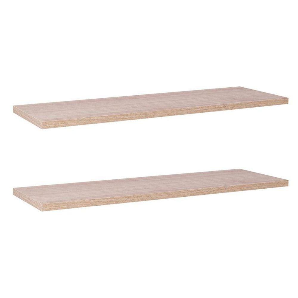 Kit Com 2 Prateleiras 60 X 10cm Suporte Invisivel Cor Carvalho Treviso (madeira Clara)