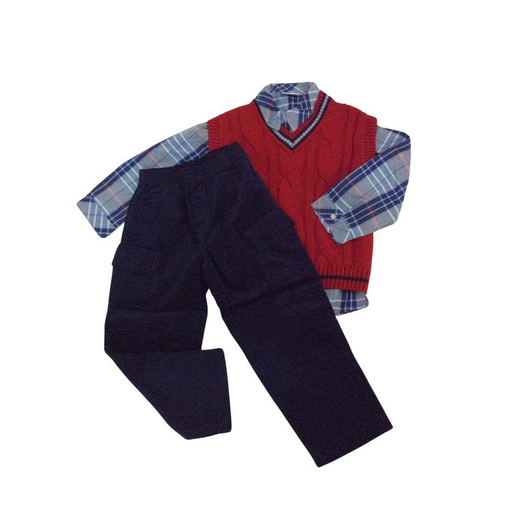 Conjunto infantil festa masc Noruega marinho+vermelho