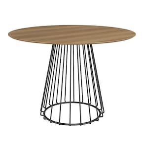 Mesa de Jantar Redonda Durand 120cm - Marrom/Preto