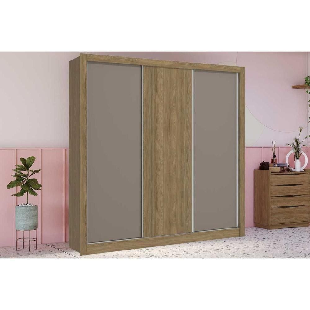 Guarda Roupa Casal 3 Portas De Correr E 2 Gavetas M570 Fendi/nogueira/fendi - Kappesberg