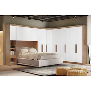 Quarto Casal (1 Armário Ponte + 1 Closet + 2 Guarda Roupas + 1 Complemento) Freijo Cumaru C- Fendi