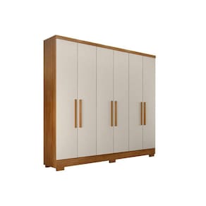 Guarda Roupa Solteiro 6 Portas E 4 Gavetas C/pés Milly Freijo Cumaru C/ Fendi - Novo Horizonte