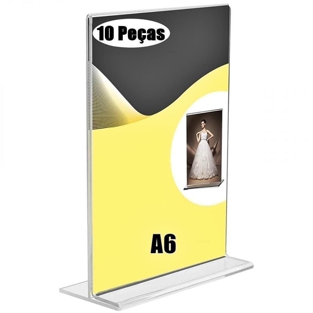 Kit Com 10 Display Expositor Acrílico T A6 10X15Cm Vertical