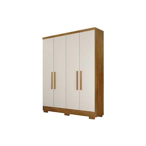Guarda Roupa Solteiro 4 Portas E 2 Gavetas C/ Espelho E Pés Milly Freijo Cumaru C/ Fendi - Novo Horizonte