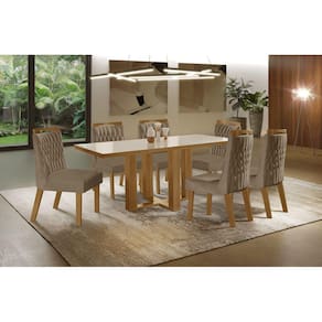 Sala de Jantar Completa com 6 Cadeiras 1,60x0,80m - Lottus Atena - LJ Móveis