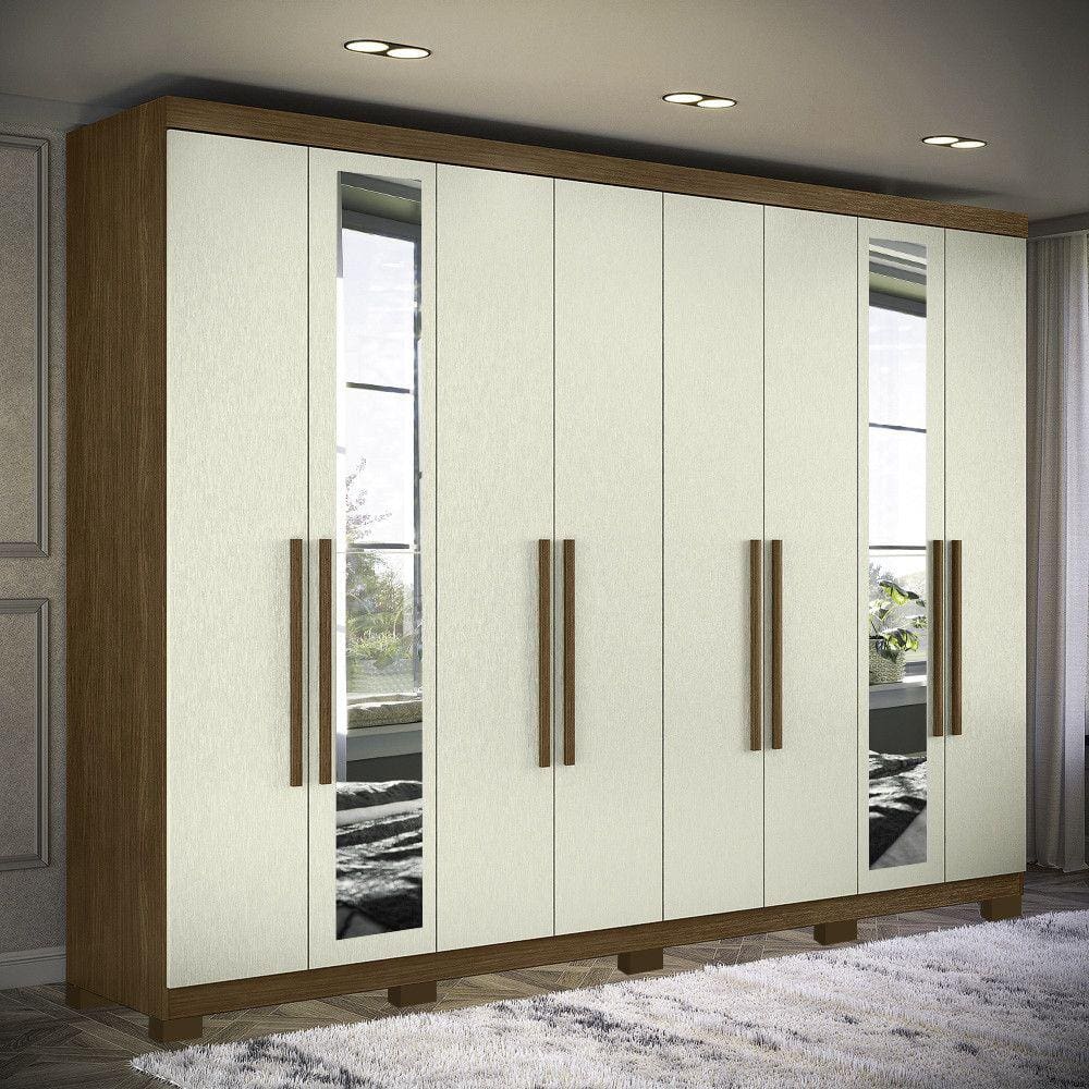 Guarda Roupa Casal Grande Master New 8 Portas 4 Gavetas c/ Espelho e Pes  Santos Andira