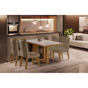 Sala de Jantar Completa com 4 Cadeiras 1,20x0,80m - Lottus Atena - LJ Móveis