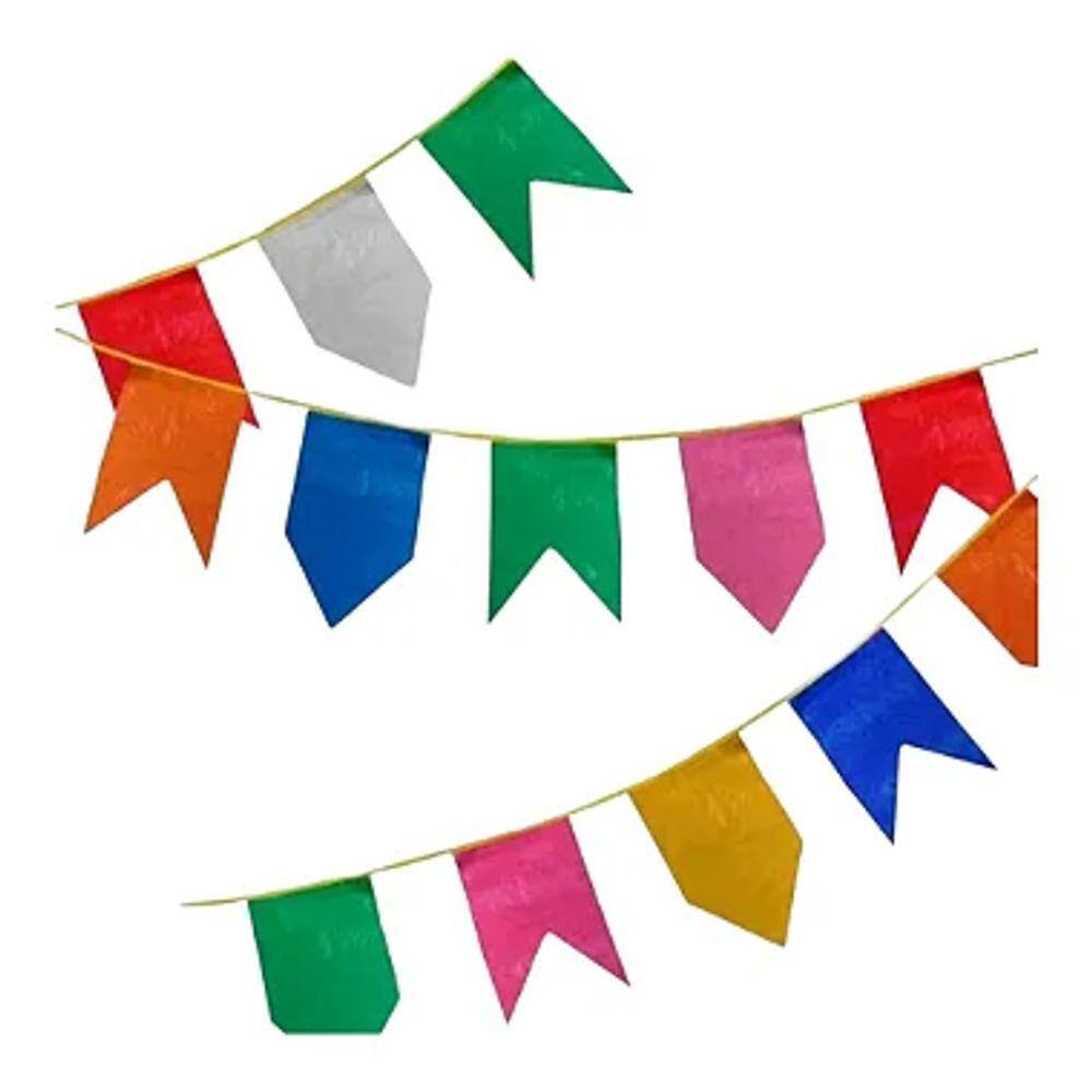 Kit 5 Bandeirinha Junina Plástica com 10 Metros Total 50 metros Enfeite Junino Bandeirola Decoraçao São João Arraia
