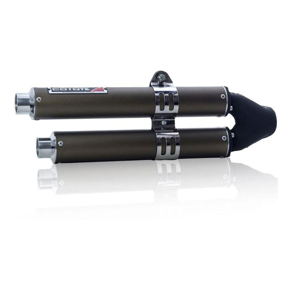 Escape / Ponteira Coyote Competition Duplo em Alumínio Colorido (Anodizado) BRONZE - CG 125 / 150 / 160 Titan / Fan / Start - Honda