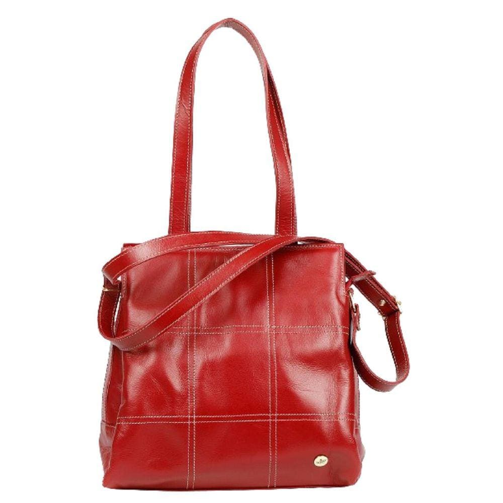 Bolsa Transversal Feminina Social Em Couro Vermelha