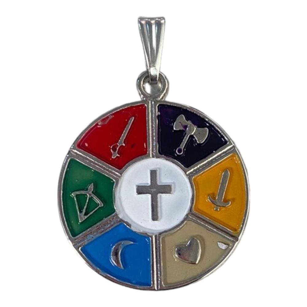 Pingente Sete Linhas Orixás Colorido 3,1 cm Niquelado