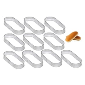 Kit 10 Aros Modelador Para Pão De Hot Dog 15x7x3,0cm Inox