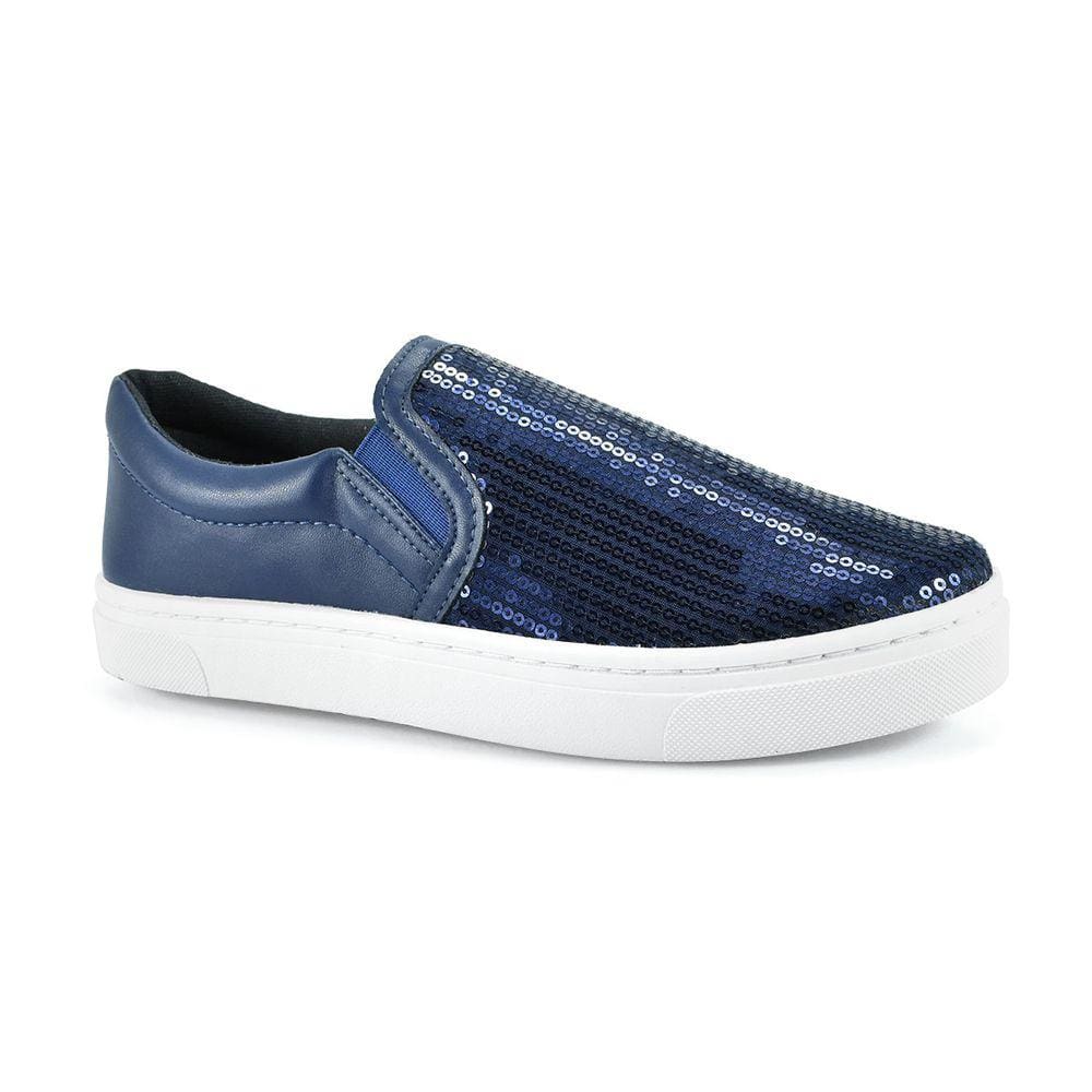Tenis Slip On Lantejoula Marinho Godiva Confortavel Dia A Dia